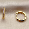 Oro Laminado Huggie Hoop, Gold Filled Style with Amethyst Cubic Zirconia, Polished, Golden Finish, 02.267.0144.3.16