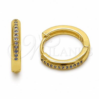 Oro Laminado Huggie Hoop, Gold Filled Style with Amethyst Cubic Zirconia, Polished, Golden Finish, 02.267.0144.3.16