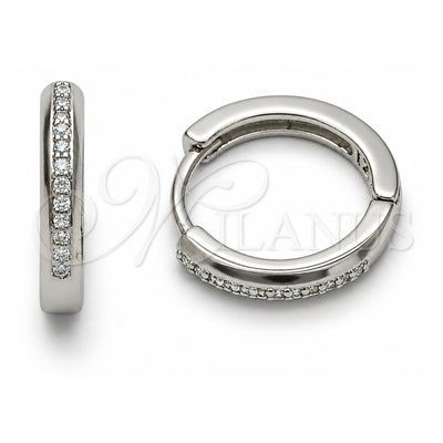 White Gold Filled Huggie Hoop, with White Cubic Zirconia, Polished, Rhodium Finish, 02.267.0144.5.16