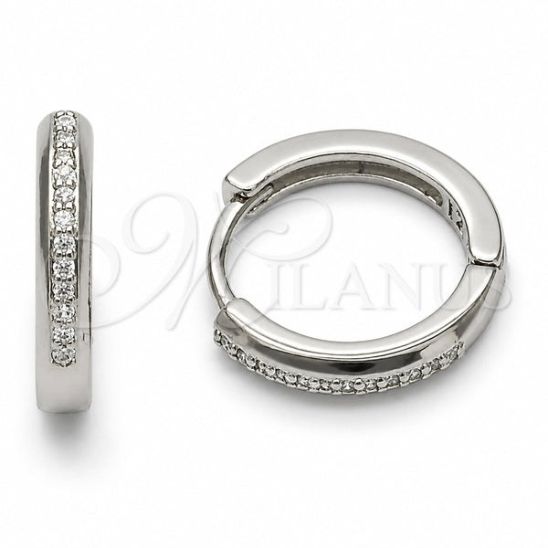 Rhodium Gold Filled Huggie Hoop, with White Cubic Zirconia, Polished, Rhodium Finish, 02.267.0144.5.16