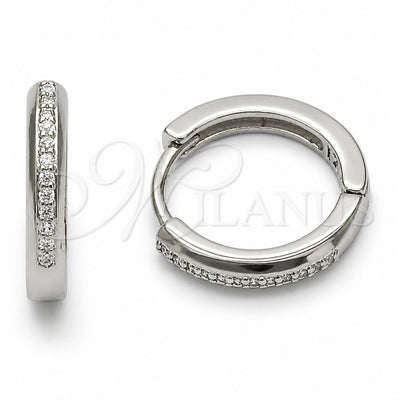 Rhodium Gold Filled Huggie Hoop, with White Cubic Zirconia, Polished, Rhodium Finish, 02.267.0144.5.16 for wholesale, main product view