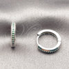 Rhodium Gold Filled Huggie Hoop, with Green Cubic Zirconia, Polished, Rhodium Finish, 02.267.0144.6.16
