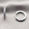 Rhodium Gold Filled Huggie Hoop, with Sapphire Blue Cubic Zirconia, Polished, Rhodium Finish, 02.267.0144.7.16