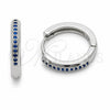 Rhodium Gold Filled Huggie Hoop, with Sapphire Blue Cubic Zirconia, Polished, Rhodium Finish, 02.267.0144.7.16