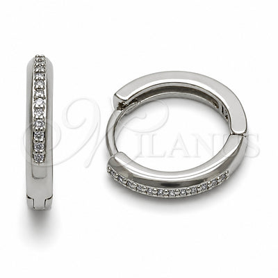 Rhodium Gold Filled Huggie Hoop, with Amethyst Cubic Zirconia, Polished, Rhodium Finish, 02.267.0144.8.16
