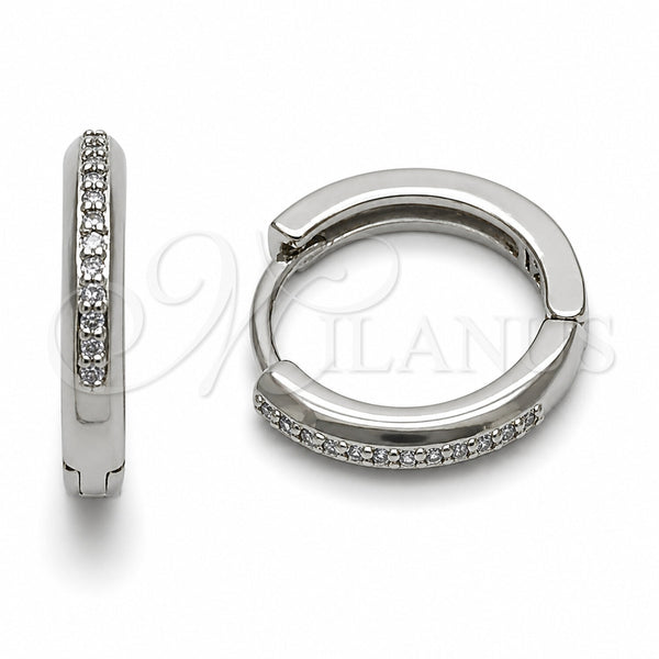 Rhodium Gold Filled Huggie Hoop, with Amethyst Cubic Zirconia, Polished, Rhodium Finish, 02.267.0144.8.16