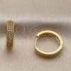 Oro Laminado Huggie Hoop, Gold Filled Style with White Cubic Zirconia, Polished, Golden Finish, 02.195.0356.20