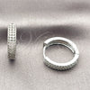 Rhodium Gold Filled Huggie Hoop, with White Cubic Zirconia, Polished, Rhodium Finish, 02.195.0356.1.20