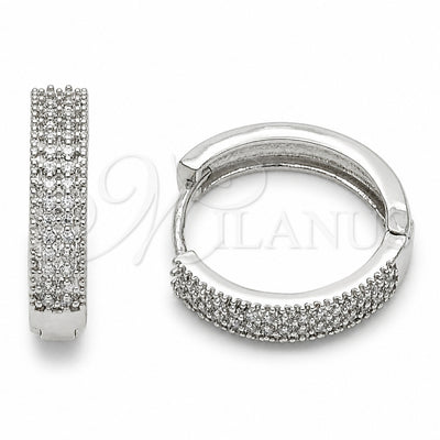 Rhodium Gold Filled Huggie Hoop, with White Cubic Zirconia, Polished, Rhodium Finish, 02.195.0356.1.20