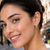 Oro Laminado Huggie Hoop, Gold Filled Style with White Cubic Zirconia, Polished, Golden Finish, 02.267.0145.18