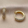 Oro Laminado Huggie Hoop, Gold Filled Style with White Cubic Zirconia, Polished, Golden Finish, 02.267.0145.18