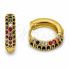 Oro Laminado Huggie Hoop, Gold Filled Style with Multicolor Cubic Zirconia, Polished, Golden Finish, 02.267.0145.1.18