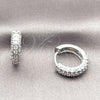Rhodium Gold Filled Huggie Hoop, with White Cubic Zirconia, Polished, Rhodium Finish, 02.267.0145.2.18