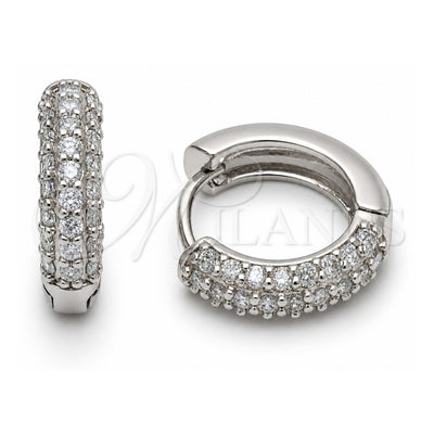 White Gold Filled Huggie Hoop, with White Cubic Zirconia, Polished, Rhodium Finish, 02.267.0145.2.18