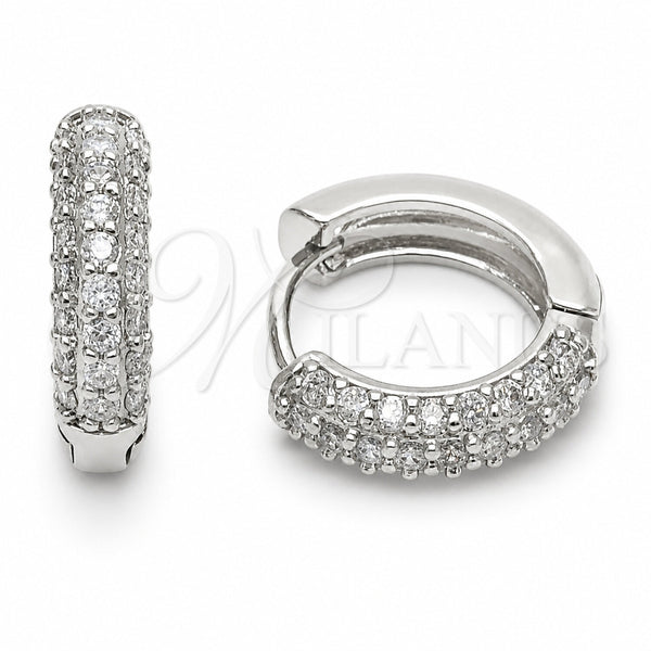 Rhodium Gold Filled Huggie Hoop, with White Cubic Zirconia, Polished, Rhodium Finish, 02.267.0145.2.18