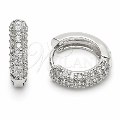 Rhodium Gold Filled Huggie Hoop, with White Cubic Zirconia, Polished, Rhodium Finish, 02.267.0145.2.18