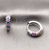 Rhodium Gold Filled Huggie Hoop, with Multicolor Cubic Zirconia, Polished, Rhodium Finish, 02.267.0145.3.18
