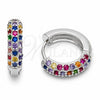 Rhodium Gold Filled Huggie Hoop, with Multicolor Cubic Zirconia, Polished, Rhodium Finish, 02.267.0145.3.18