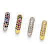 Rhodium Gold Filled Huggie Hoop, with Multicolor Cubic Zirconia, Polished, Rhodium Finish, 02.267.0145.3.18