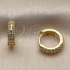 Oro Laminado Huggie Hoop, Gold Filled Style with White Cubic Zirconia, Polished, Golden Finish, 02.267.0146.14