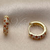 Oro Laminado Huggie Hoop, Gold Filled Style with Garnet and White Cubic Zirconia, Polished, Golden Finish, 02.267.0146.1.14
