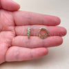 Oro Laminado Huggie Hoop, Gold Filled Style with Green and White Cubic Zirconia, Polished, Golden Finish, 02.267.0146.2.14