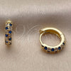 Oro Laminado Huggie Hoop, Gold Filled Style with Sapphire Blue and White Cubic Zirconia, Polished, Golden Finish, 02.267.0146.3.14