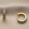 Oro Laminado Huggie Hoop, Gold Filled Style with Turquoise and White Cubic Zirconia, Polished, Golden Finish, 02.267.0146.4.14