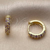 Oro Laminado Huggie Hoop, Gold Filled Style with Amethyst and White Cubic Zirconia, Polished, Golden Finish, 02.267.0146.5.14
