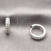 Rhodium Gold Filled Huggie Hoop, with White Cubic Zirconia, Polished, Rhodium Finish, 02.267.0146.7.14