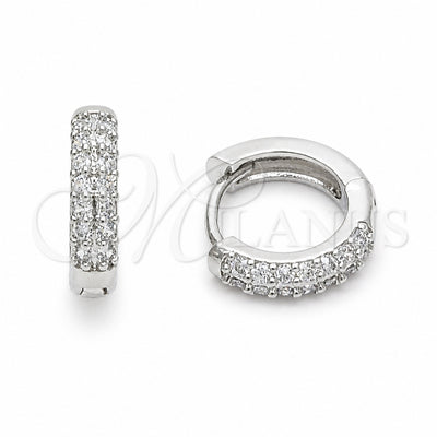 Rhodium Gold Filled Huggie Hoop, with White Cubic Zirconia, Polished, Rhodium Finish, 02.267.0146.7.14 for wholesale, main product view