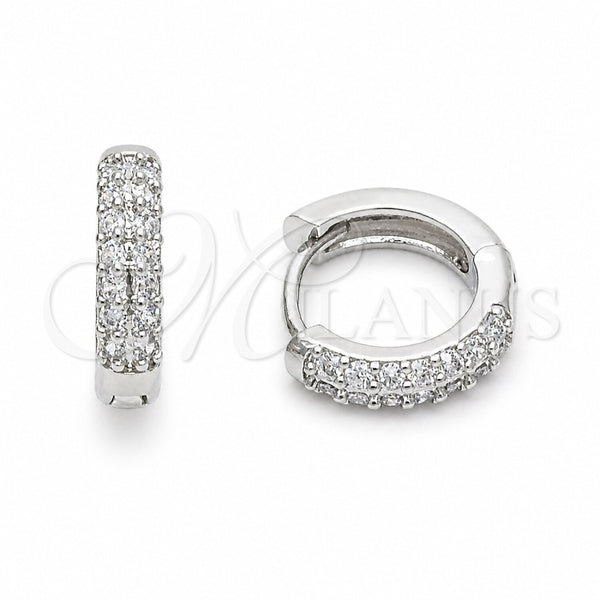 Rhodium Gold Filled Huggie Hoop, with White Cubic Zirconia, Polished, Rhodium Finish, 02.267.0146.7.14