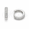Rhodium Gold Filled Huggie Hoop, with White Cubic Zirconia, Polished, Rhodium Finish, 02.267.0146.7.14