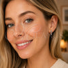Rhodium Gold Filled Huggie Hoop, with Garnet and White Cubic Zirconia, Polished, Rhodium Finish, 02.267.0146.8.14