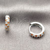 Rhodium Gold Filled Huggie Hoop, with Garnet and White Cubic Zirconia, Polished, Rhodium Finish, 02.267.0146.8.14