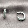 Rhodium Gold Filled Huggie Hoop, with Green and White Cubic Zirconia, Polished, Rhodium Finish, 02.267.0146.9.14