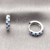 Rhodium Gold Filled Huggie Hoop, with Turquoise and White Cubic Zirconia, Polished, Rhodium Finish, 02.267.0146.10.14