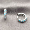 Rhodium Gold Filled Huggie Hoop, with Turquoise and White Cubic Zirconia, Polished, Rhodium Finish, 02.267.0146.11.14