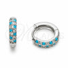Rhodium Gold Filled Huggie Hoop, with Turquoise and White Cubic Zirconia, Polished, Rhodium Finish, 02.267.0146.11.14