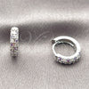Rhodium Gold Filled Huggie Hoop, with Amethyst and White Cubic Zirconia, Polished, Rhodium Finish, 02.267.0146.12.14