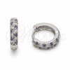 Rhodium Gold Filled Huggie Hoop, with Amethyst and White Cubic Zirconia, Polished, Rhodium Finish, 02.267.0146.12.14