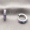 Rhodium Gold Filled Huggie Hoop, with Multicolor and White Cubic Zirconia, Polished, Rhodium Finish, 02.267.0146.13.14