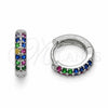 Rhodium Gold Filled Huggie Hoop, with Multicolor and White Cubic Zirconia, Polished, Rhodium Finish, 02.267.0146.13.14