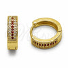 Oro Laminado Huggie Hoop, Gold Filled Style with White and Garnet Cubic Zirconia, Polished, Golden Finish, 02.267.0147.15