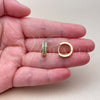 Oro Laminado Huggie Hoop, Gold Filled Style with Green and White Cubic Zirconia, Polished, Golden Finish, 02.267.0147.1.15