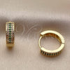 Oro Laminado Huggie Hoop, Gold Filled Style with Green and White Cubic Zirconia, Polished, Golden Finish, 02.267.0147.1.15