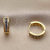 Oro Laminado Huggie Hoop, Gold Filled Style with Sapphire Blue and White Cubic Zirconia, Polished, Golden Finish, 02.267.0147.2.15