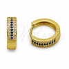Oro Laminado Huggie Hoop, Gold Filled Style with Sapphire Blue and White Cubic Zirconia, Polished, Golden Finish, 02.267.0147.2.15