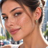 Oro Laminado Huggie Hoop, Gold Filled Style with Turquoise and White Cubic Zirconia, Polished, Golden Finish, 02.267.0147.3.15