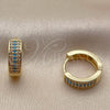 Oro Laminado Huggie Hoop, Gold Filled Style with Turquoise and White Cubic Zirconia, Polished, Golden Finish, 02.267.0147.3.15